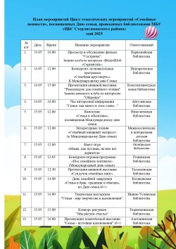 Цикл тематических мероприятий «Семейные ценности»